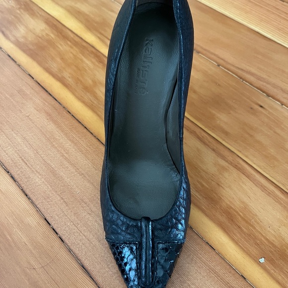 Italian leather high heels shoes with crocodile details size 35 eu - Picture 3 of 7